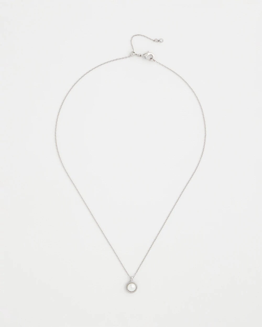 Chico's Silver Pearl Single Strand Necklace