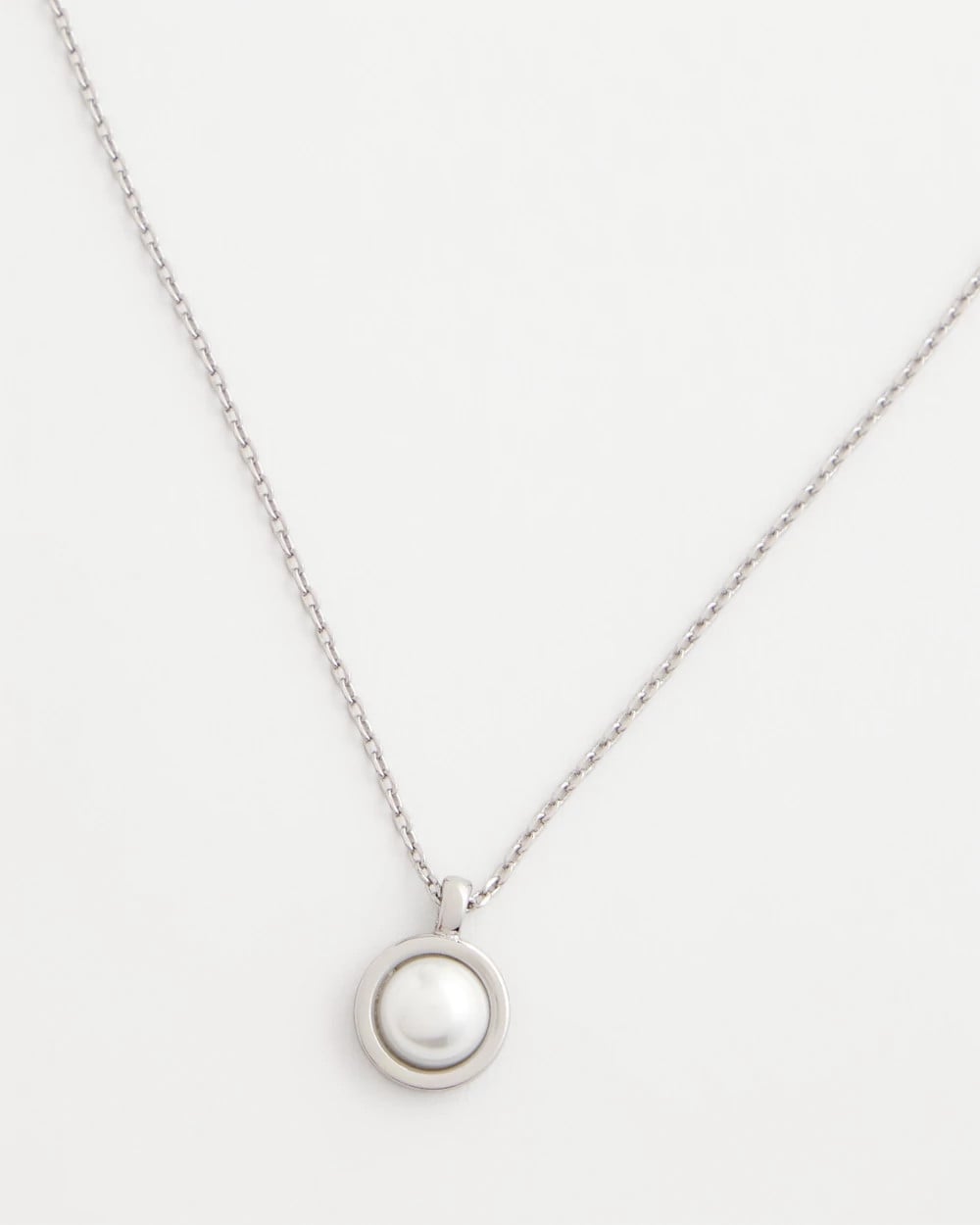 Chico's Silver Pearl Single Strand Necklace