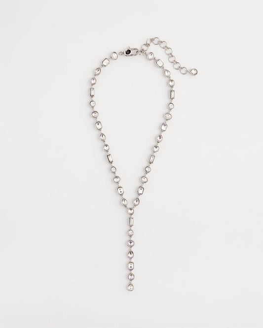 Chico's Bezel Set Silvertone Y-Necklace