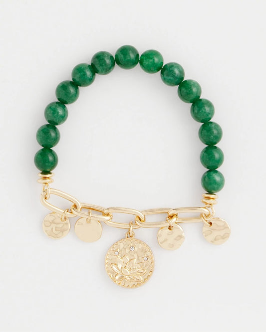 Chico's Green Jade Stone Charm Bracelet