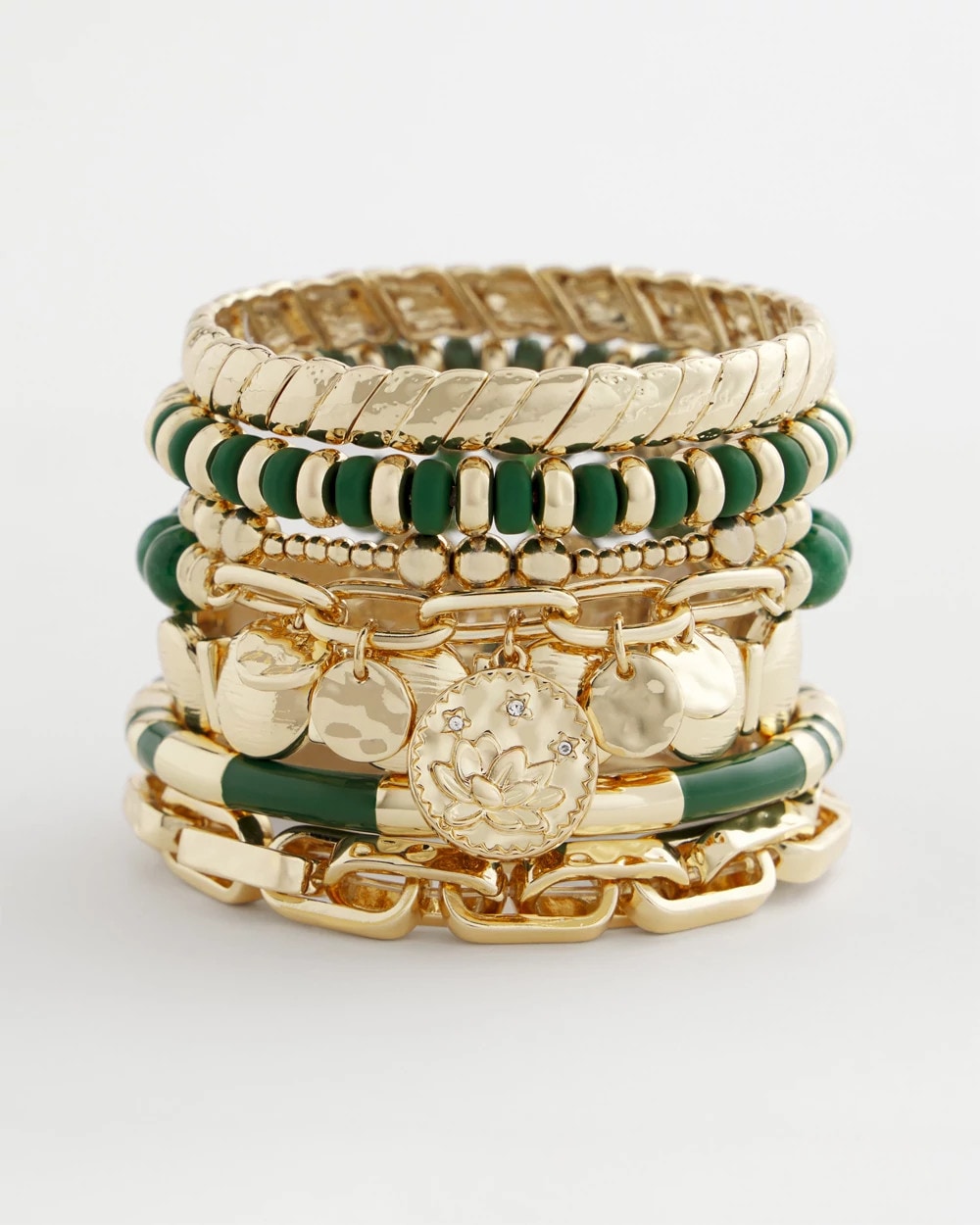 Chico's Green Jade Stone Charm Bracelet