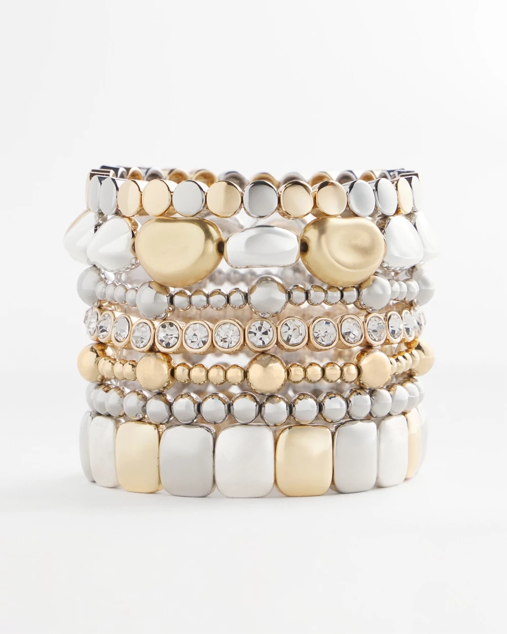 Chico's Silver & Gold Tone Round Stretch Bracelet