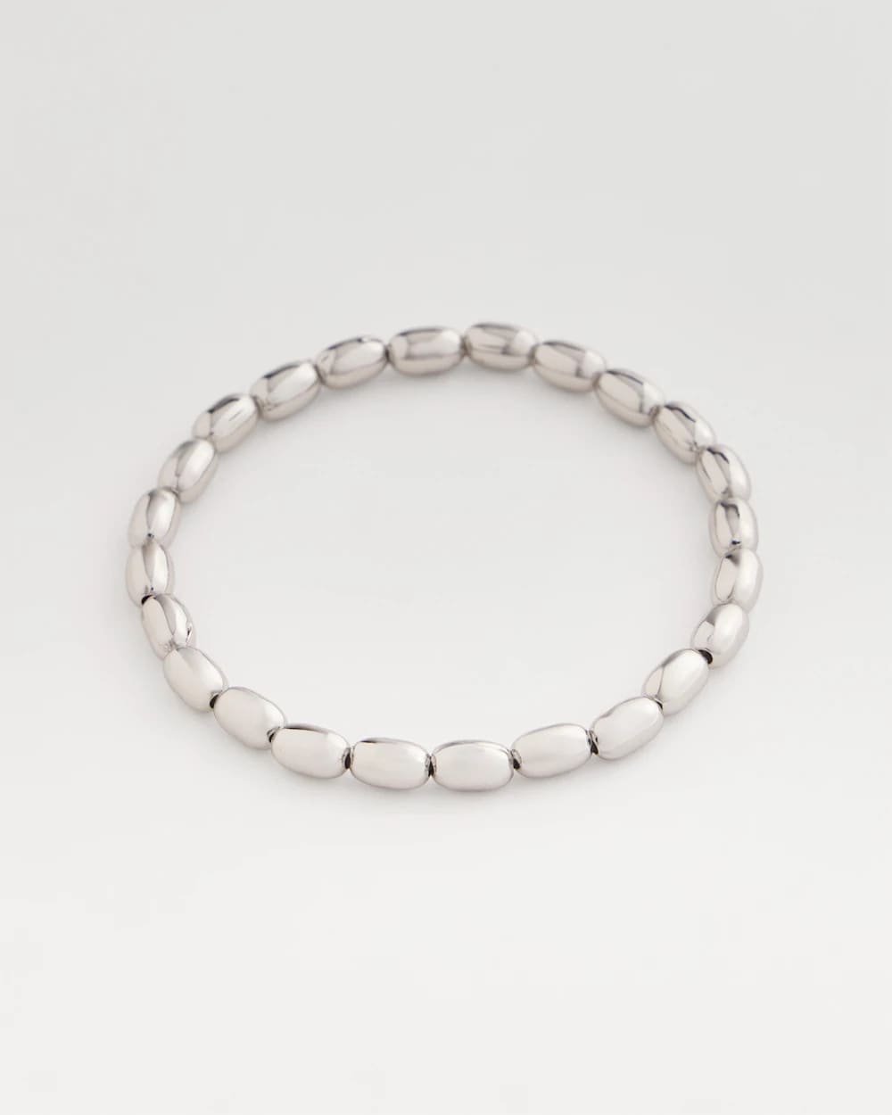 Chico's Silvertone Oval Beaded Stretch Bracelet