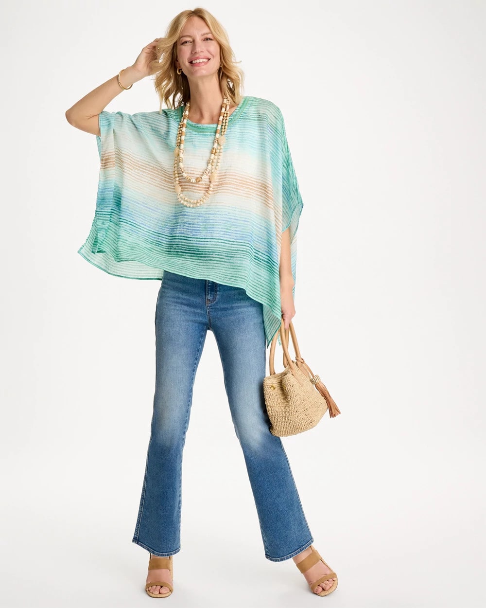 Chico's Ombre Coastal Printed Poncho