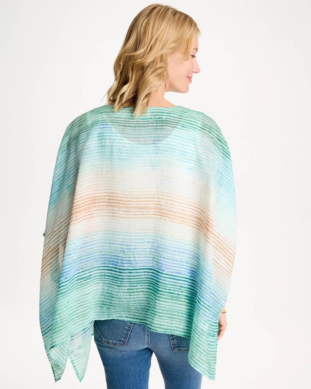 Chico's Ombre Coastal Printed Poncho