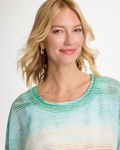 Chico's Ombre Coastal Printed Poncho