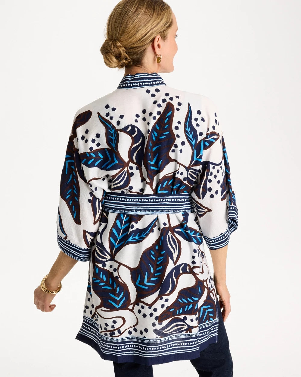 Chico's Printed Belted Kimono