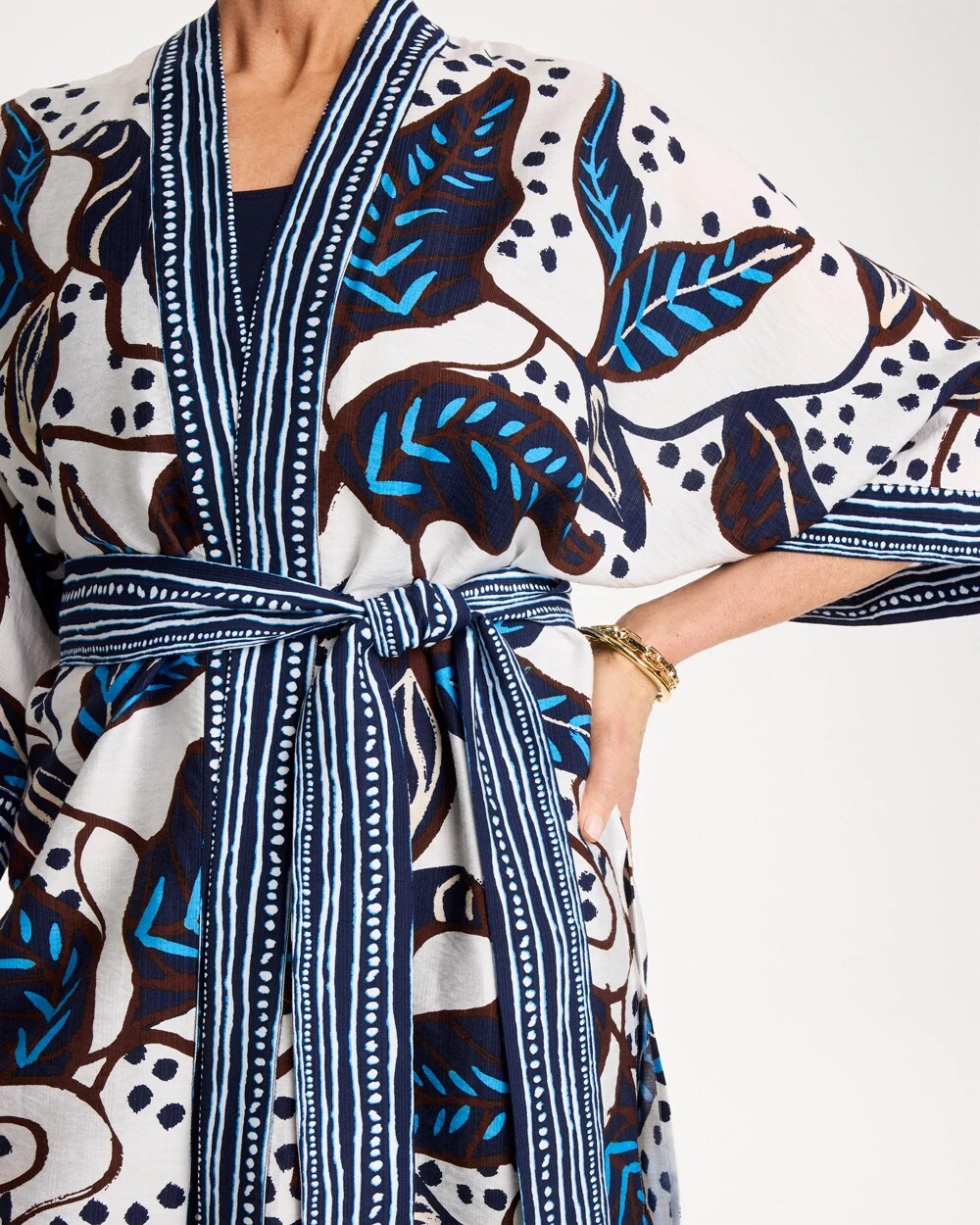 Chico's Printed Belted Kimono