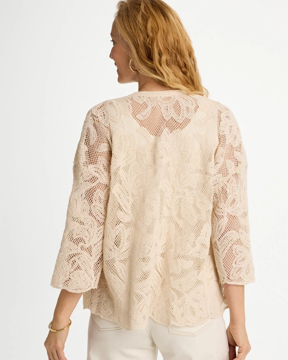 Chico's Short Crochet Lace Kimono