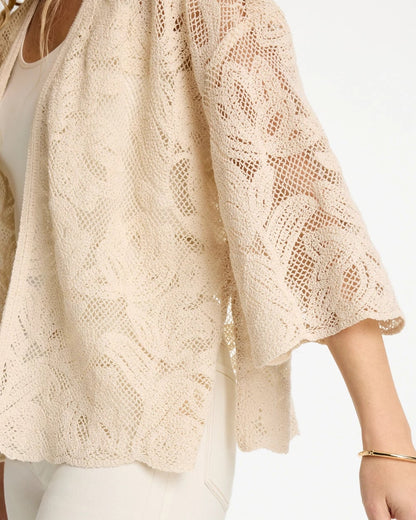Chico's Short Crochet Lace Kimono
