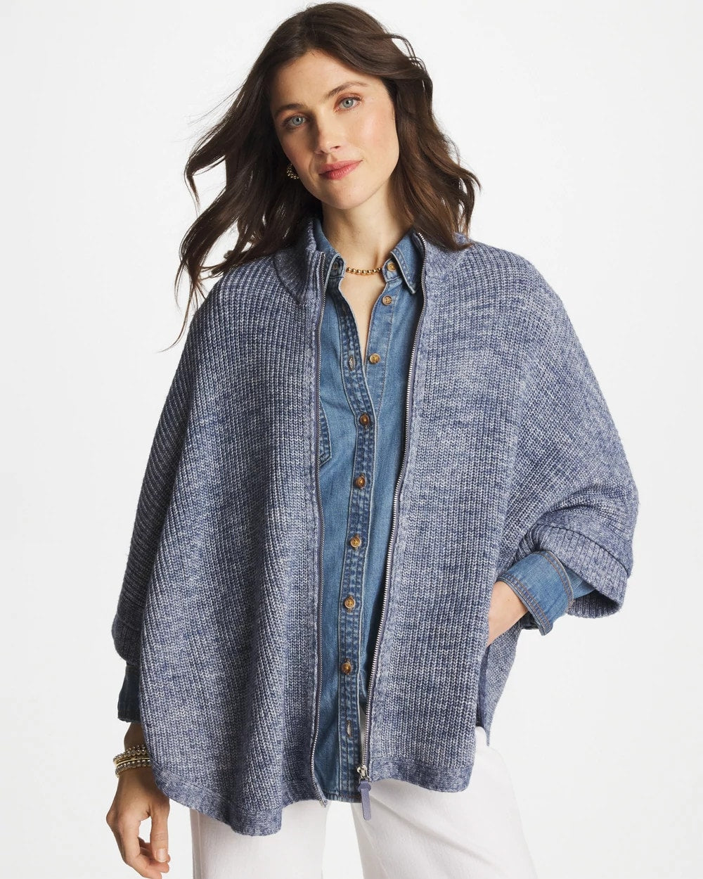 Chico's Rounded Hem Zip-Front Ruana