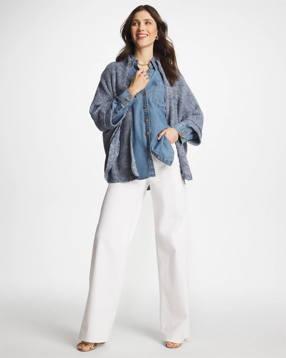 Chico's Rounded Hem Zip-Front Ruana