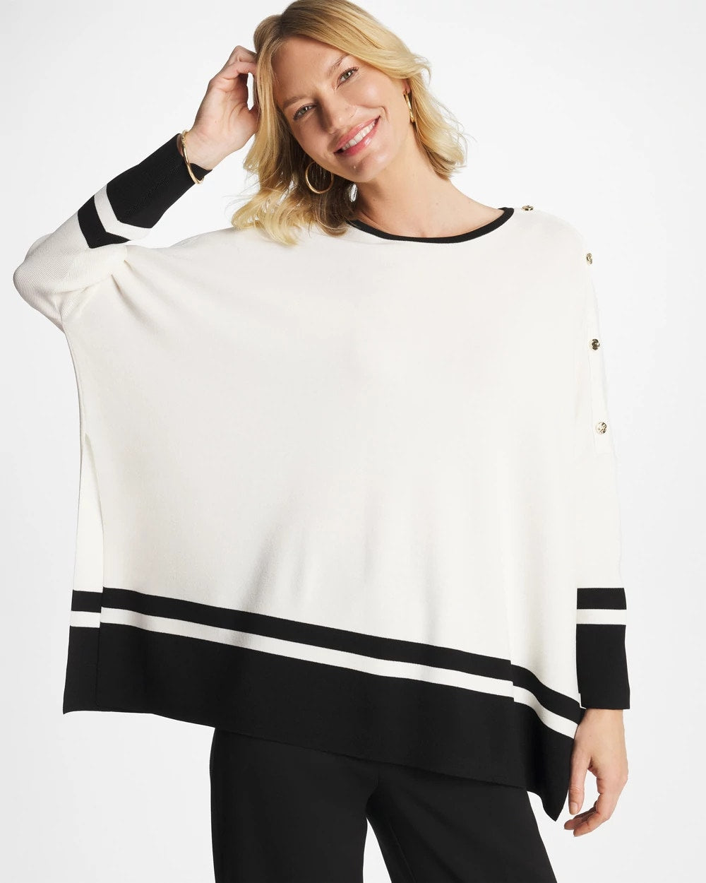 Chico's Button Detail Poncho