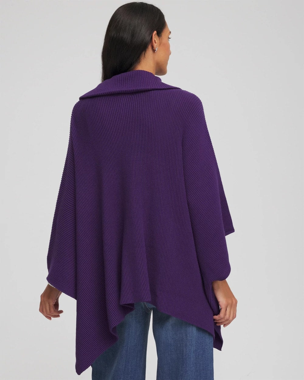 Chico's Rhinestone Zip-Collar Sweater Poncho