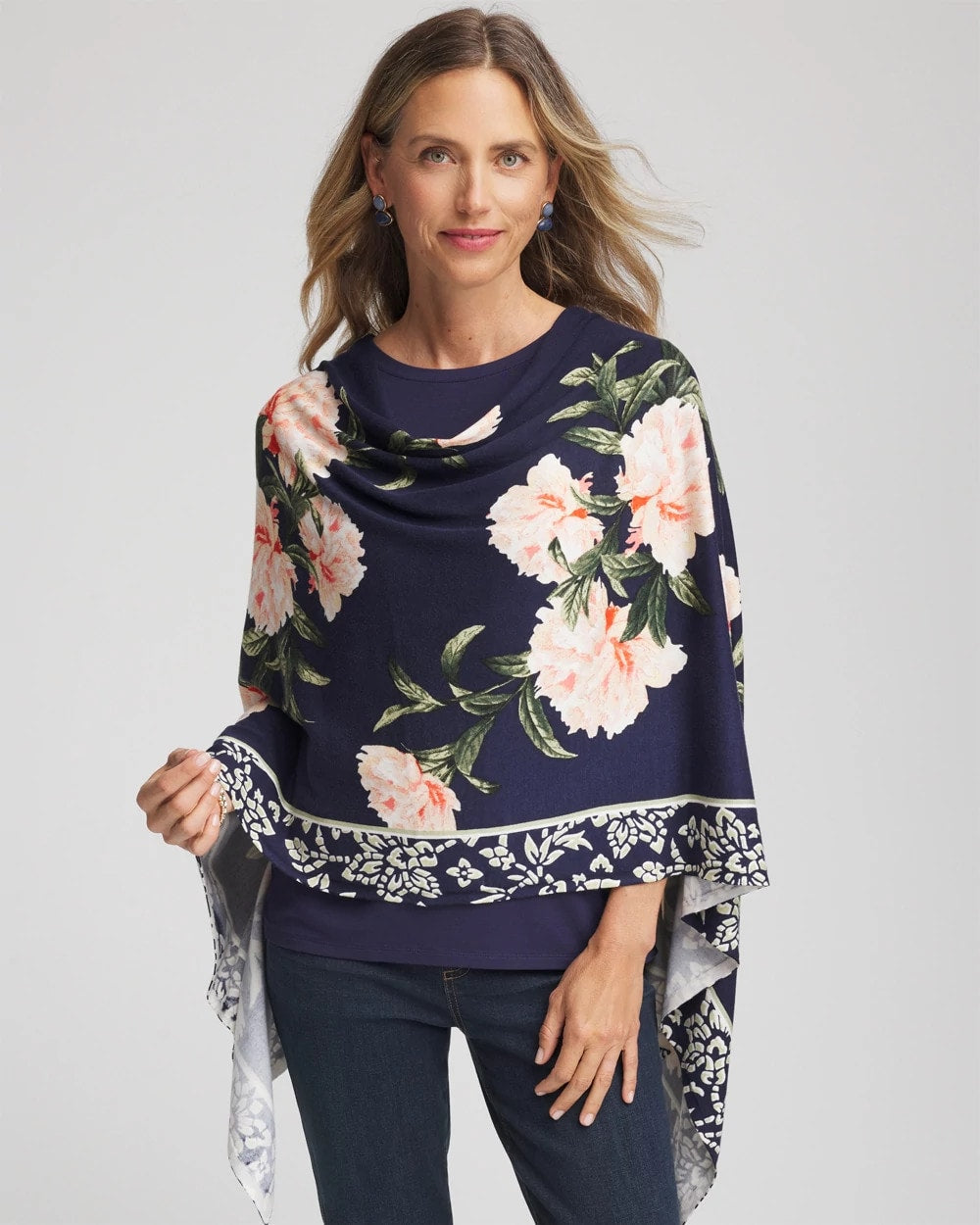 Chico's Asymmetrical Convertible Sweater Poncho