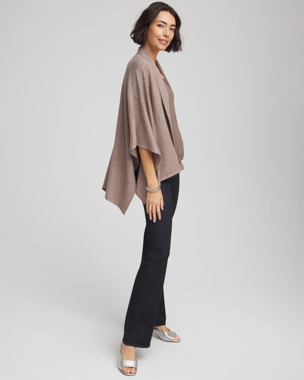 Chico's Embellished Shawl Collar Ruana