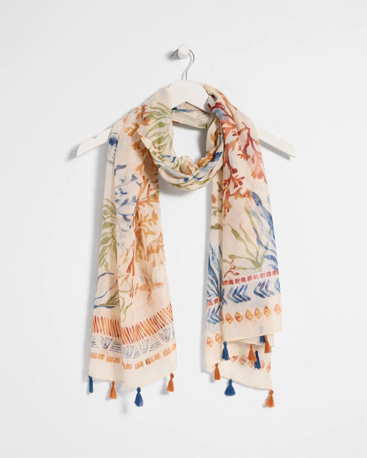 Chico's Sea Life Tassel Oblong Scarf
