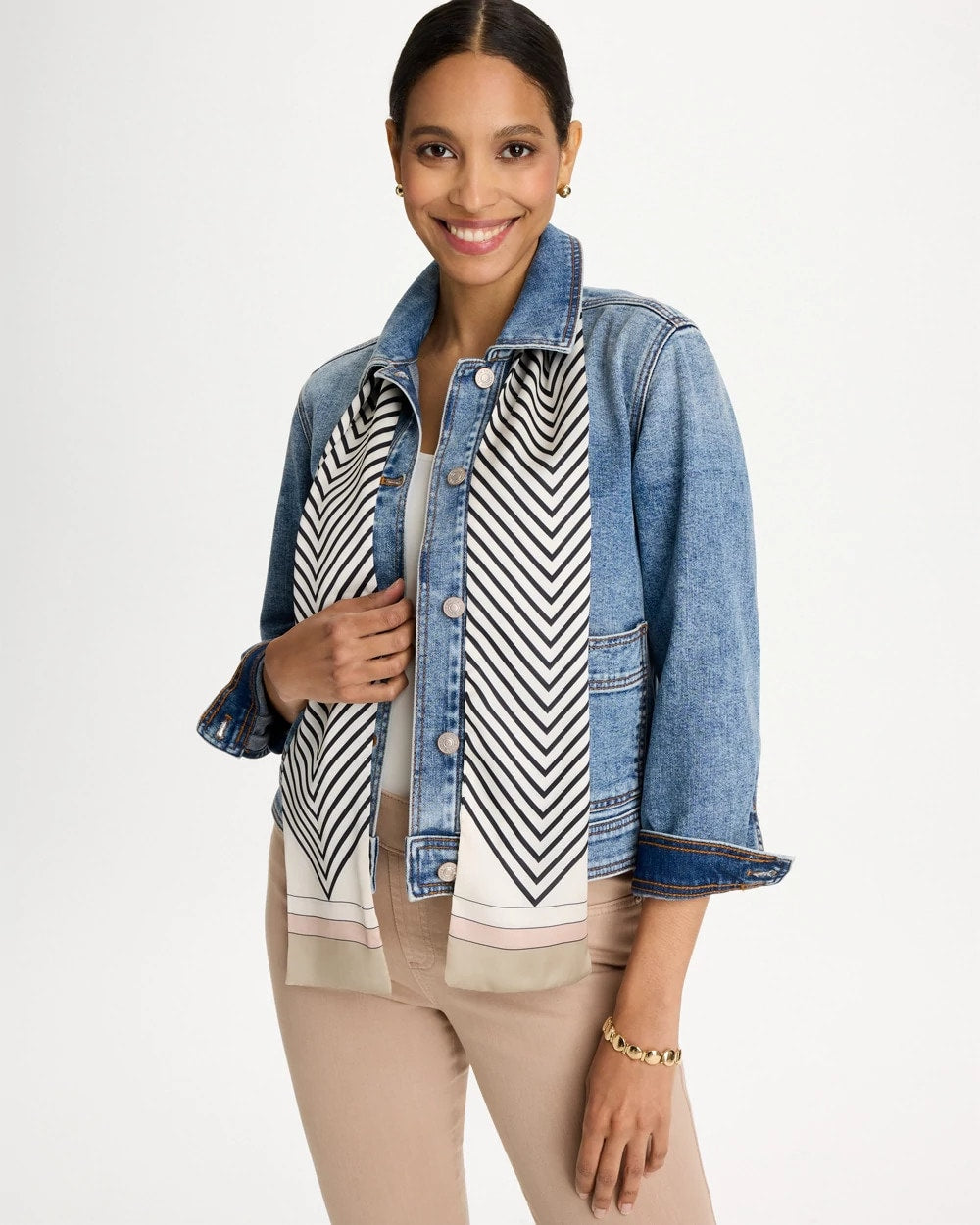 Chico's Satin Printed Skinny Scarf