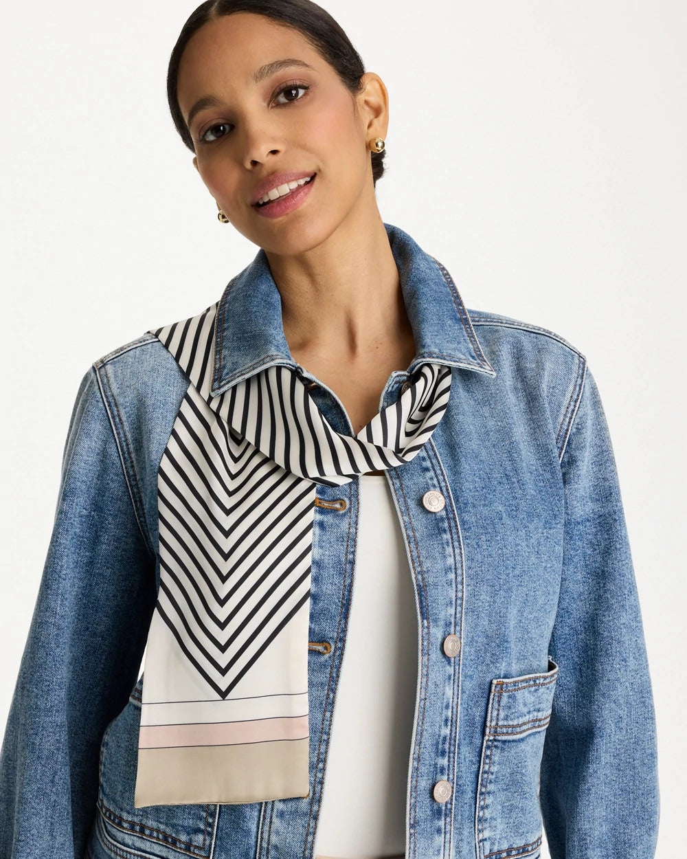 Chico's Satin Printed Skinny Scarf