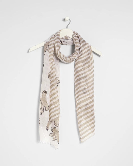 Chico's Striped Floral Oblong Scarf