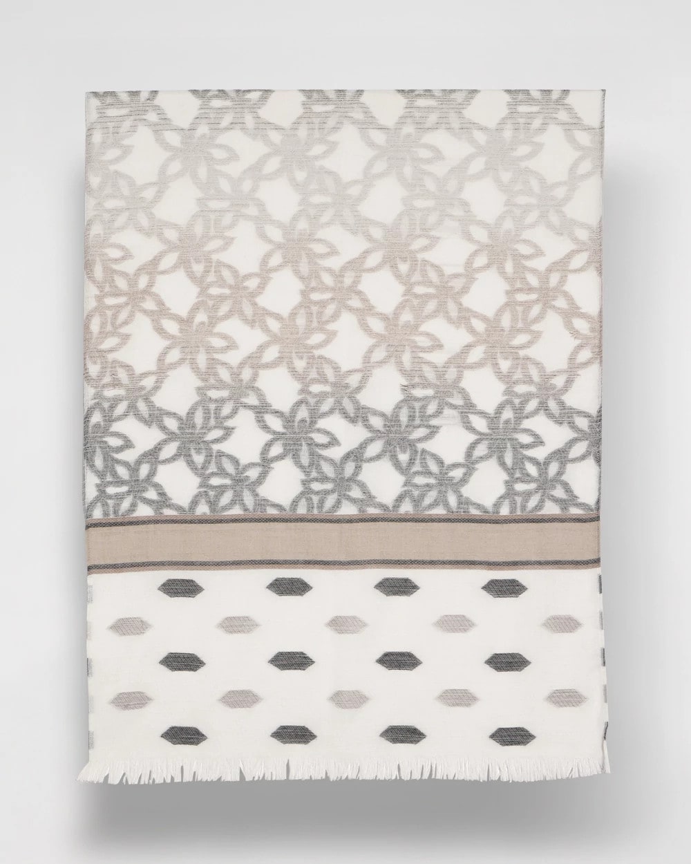 Chico's Neutral Paisley Polka Dot Oblong Scarf