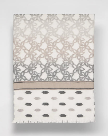 Chico's Neutral Paisley Polka Dot Oblong Scarf