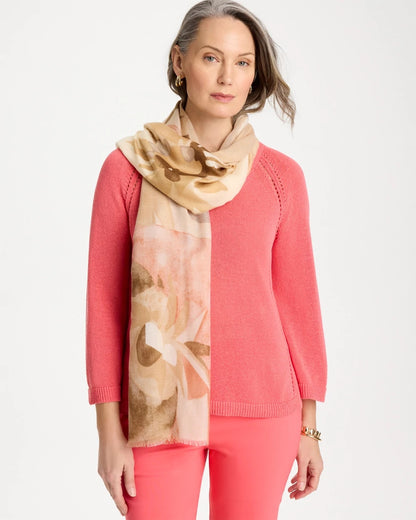 Chico's Neutral Floral Oblong Scarf