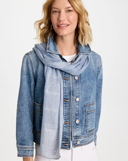 Chico's Lurex Trim Oblong Scarf