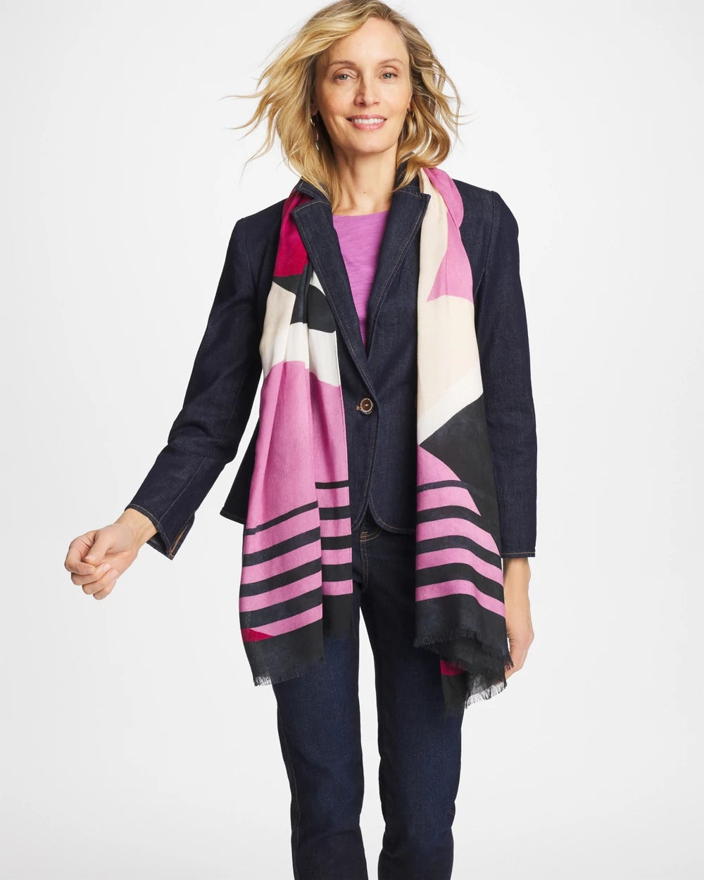 Chico's Berry Compote Oblong Scarf