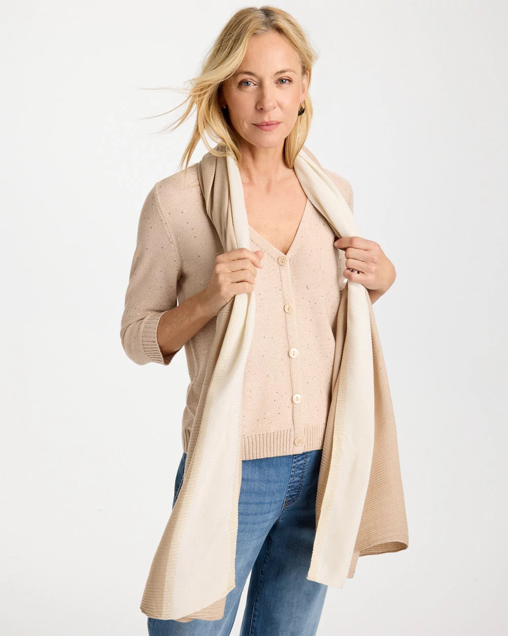 Chico's Ombre Pleated Oblong Scarf