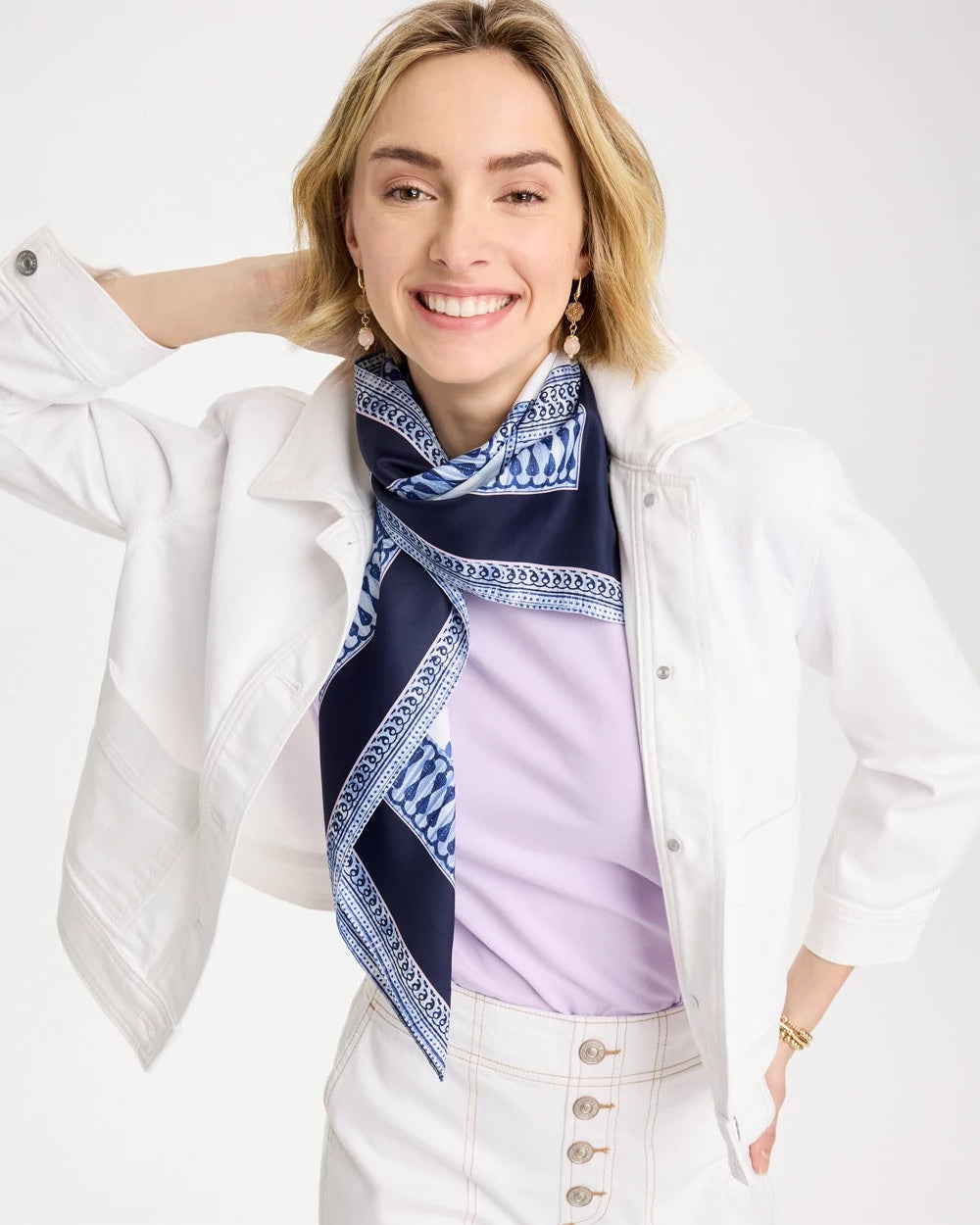 Chico's Ellie Sprigs Square Scarf