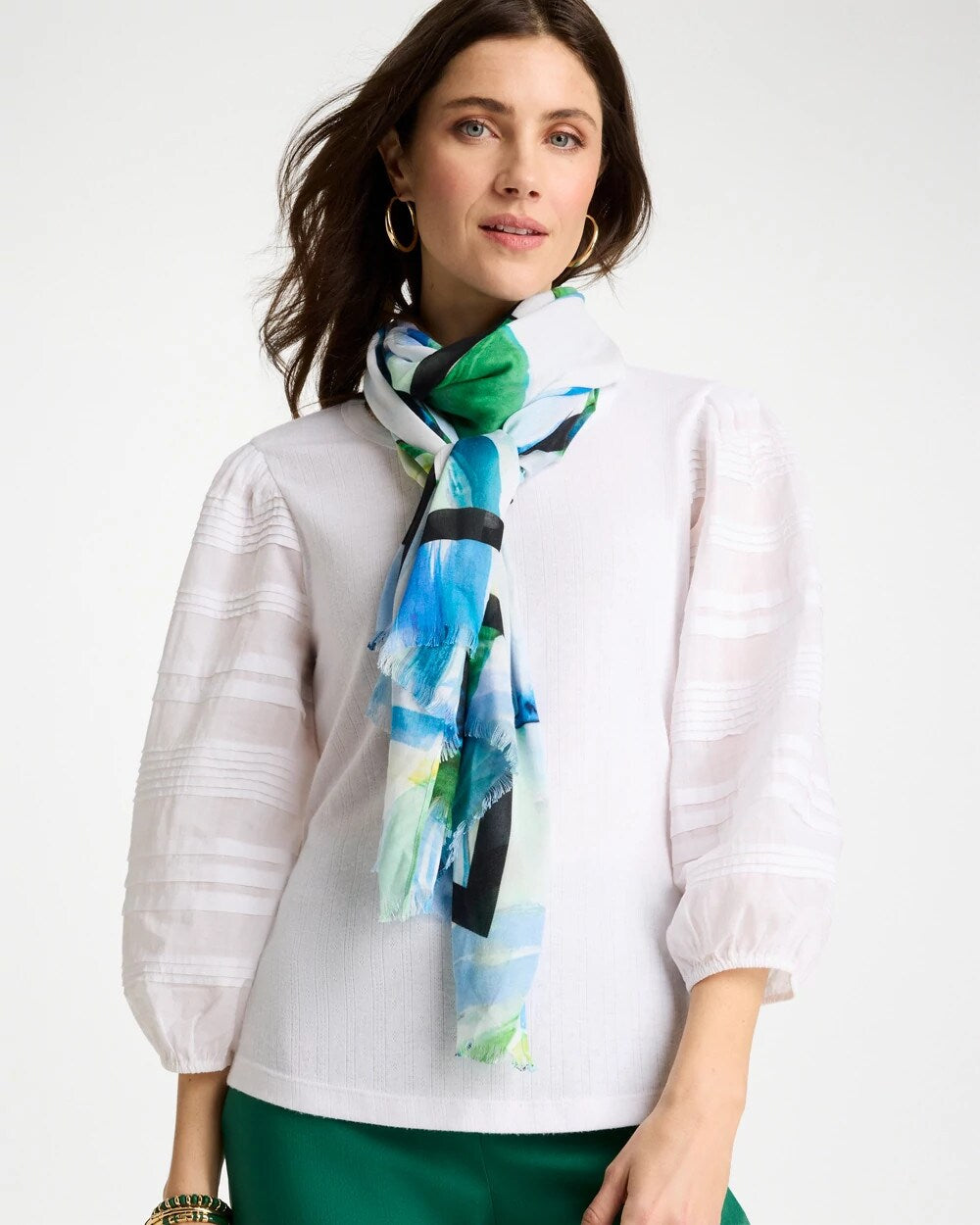 Chico's Blooming Brush Oblong Scarf