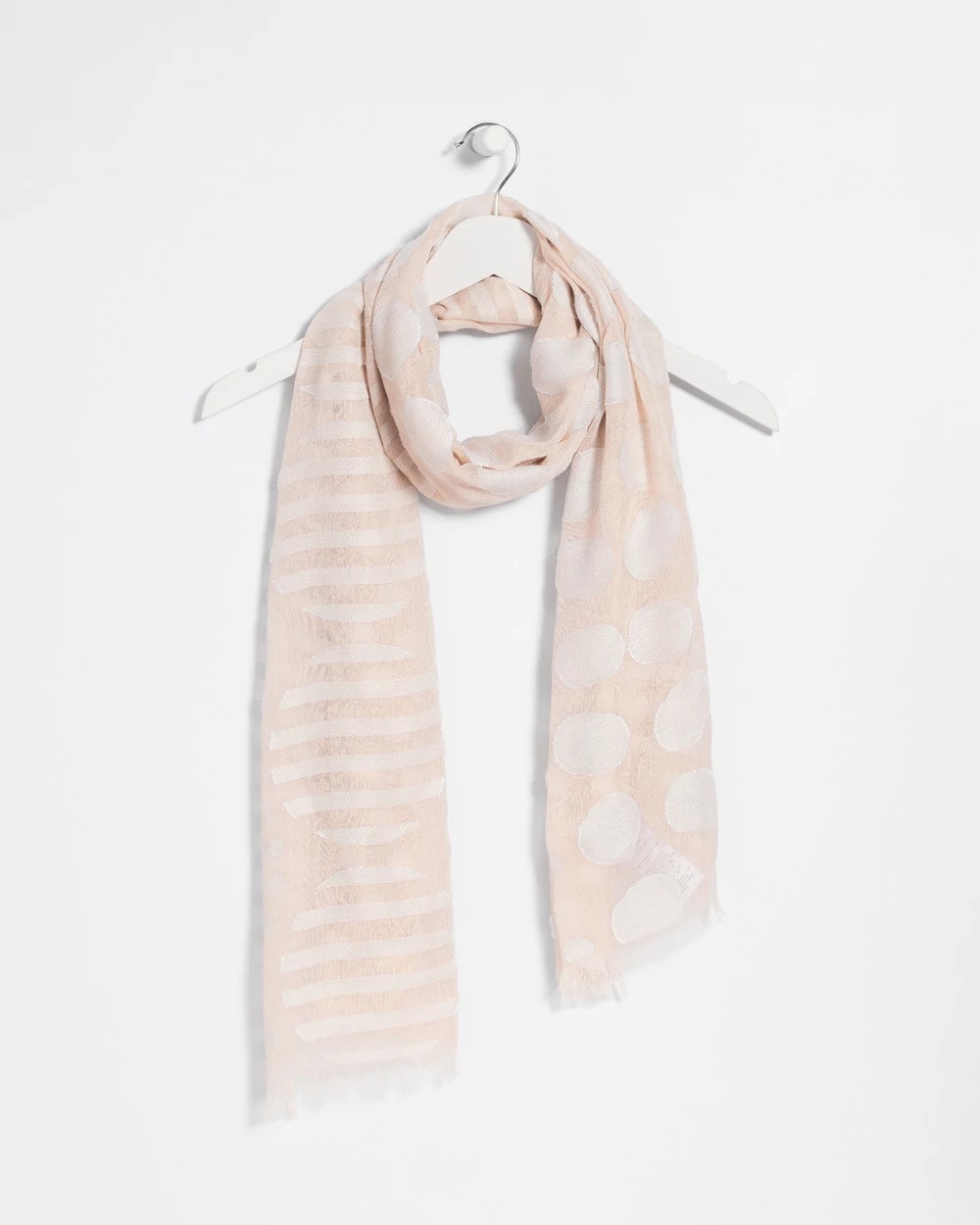Chico's Neutral Polka Dot Oblong Scarf