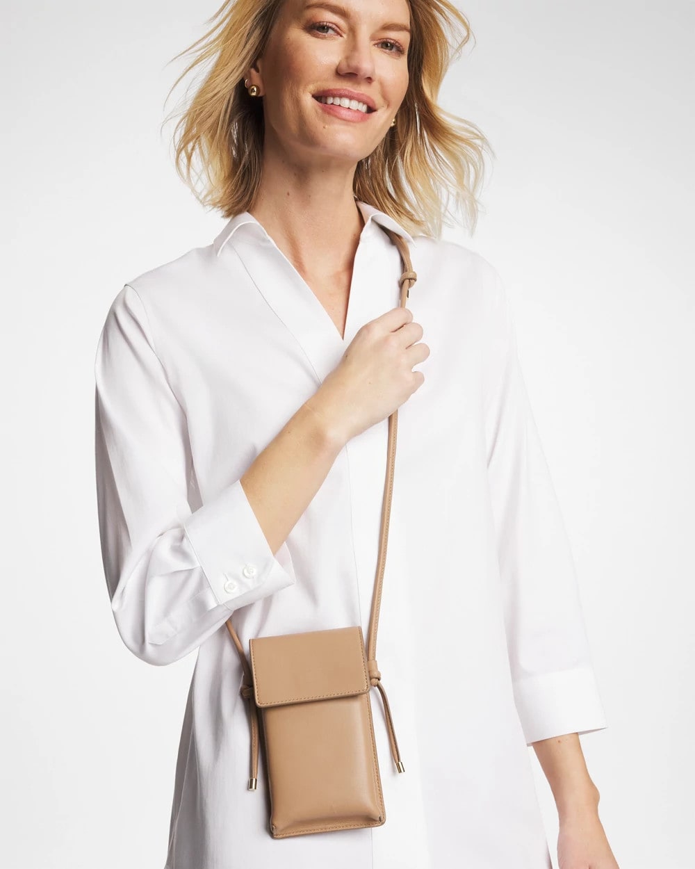 Chico's Leather Cross Body Phone Holder Bag