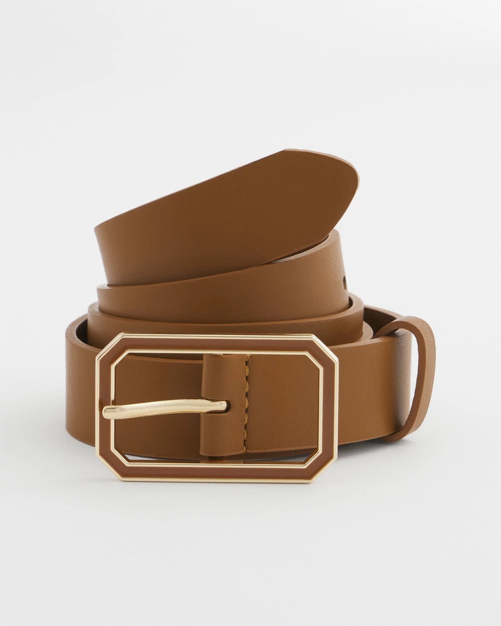 Chico's Cognac Enamel Buckle Trouser Belt