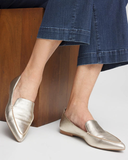 Chico's Gold Metallic Leather Loafer