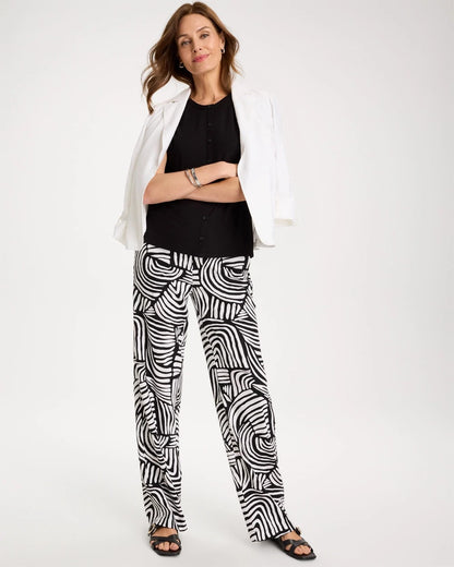 Chico's Geo Pull-On Wide-Leg Linen Pants