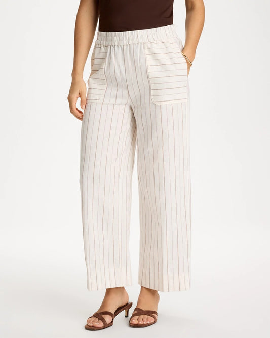 Chico's Pinstriped Linen-Cotton Crop Pant