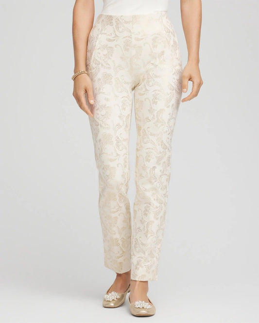 Chico's Juliet Golden Foiled Slim Ankle Pants