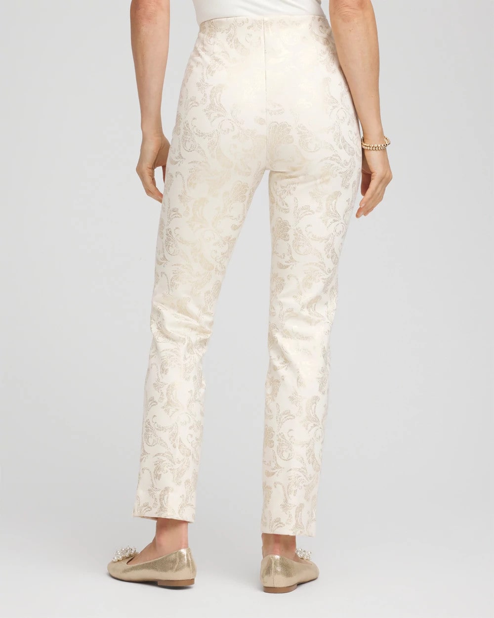 Chico's Juliet Golden Foiled Slim Ankle Pants
