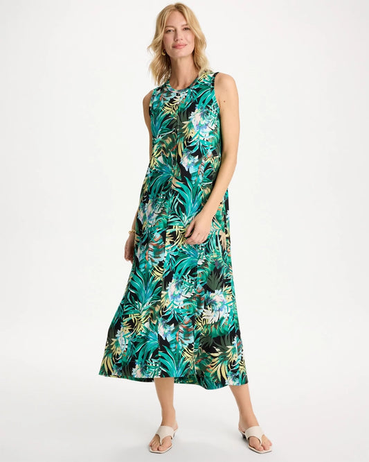 Chico's Palm Printed Knit Maxi Dress