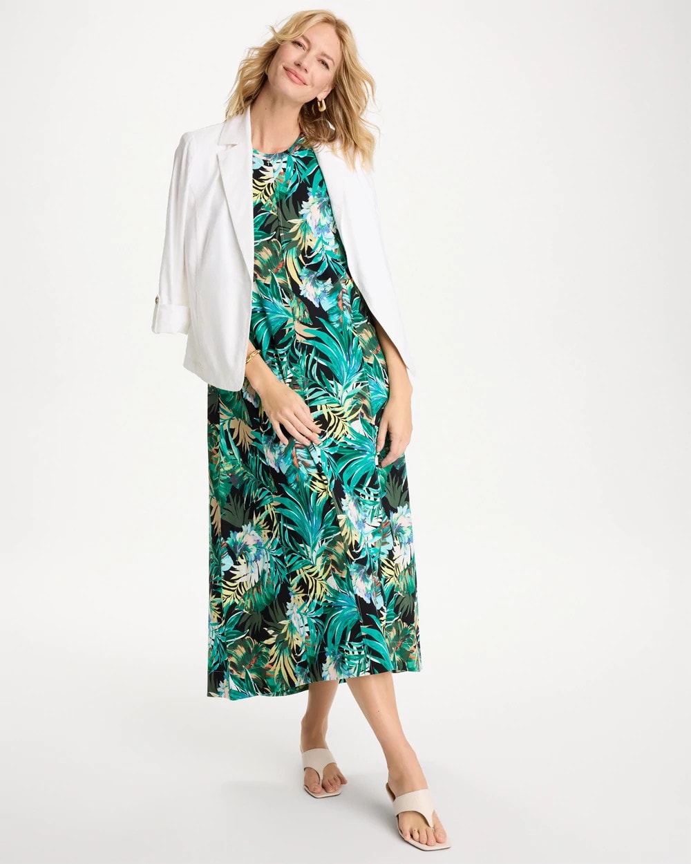 Chico's Palm Printed Knit Maxi Dress