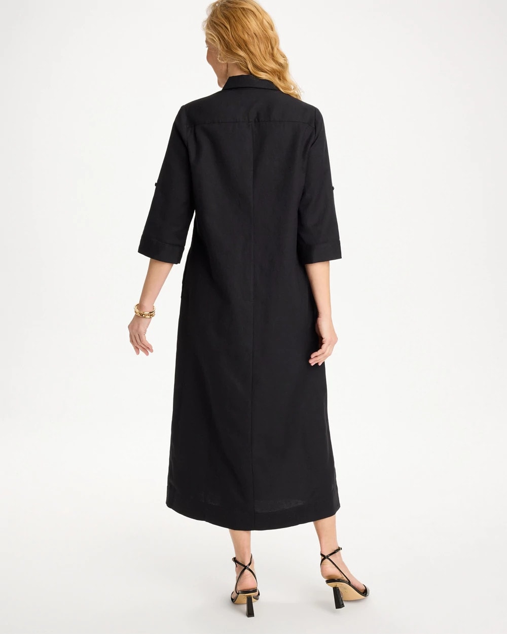 Chico's Embellished Linen-Cotton Shirtdress