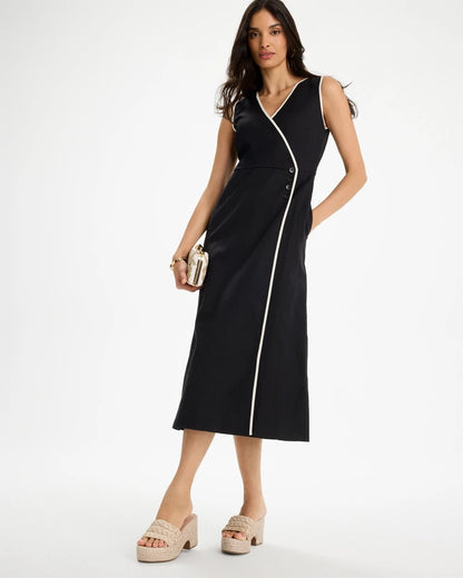 Chico's Sleeveless Surplice Linen Dress
