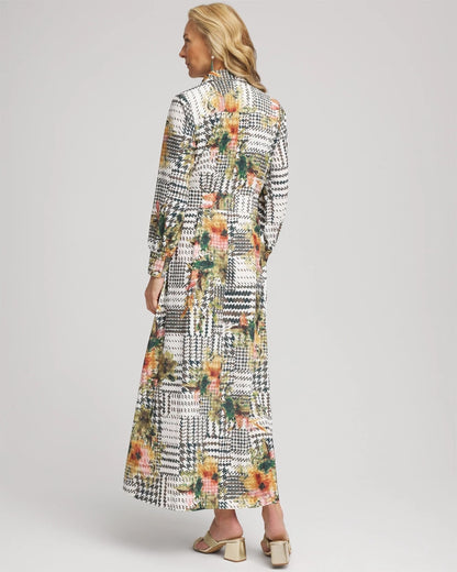 Chico's Artisanal Floral Print  Maxi Shirtdress