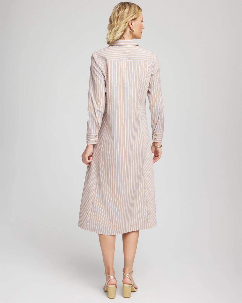 Chico's Vanilla Chai Striped Shirtdress