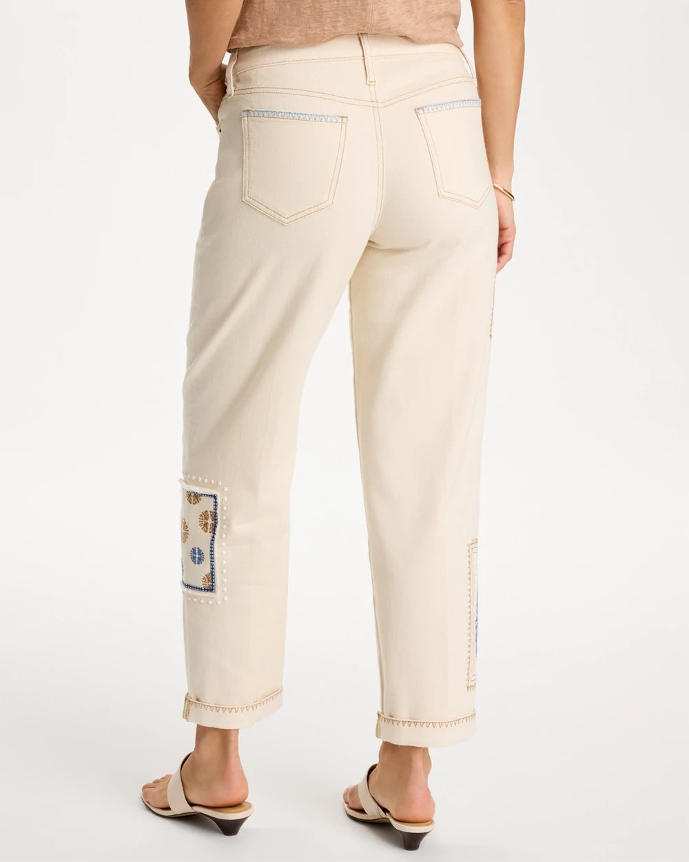 Chico's Patchwork Relaxed Boyfriend Jean
