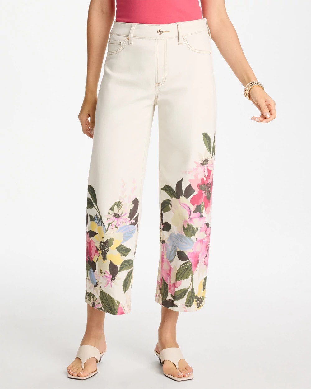 Chico's Printed Pull-On Wide Crop Jeans