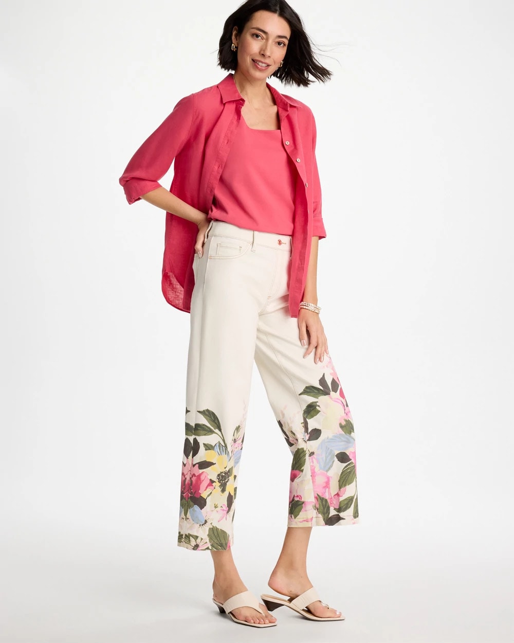 Chico's Printed Pull-On Wide Crop Jeans
