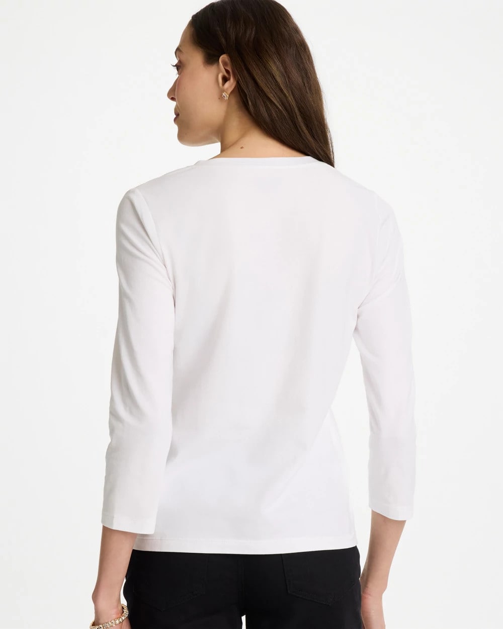 Chico's Printed Cotton Stretch 3/4 Sleeve Tee